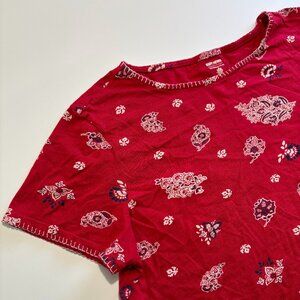 RUFF HEWN RED WHITE & BLUE BANDANA PATTERN PAISLEY PRINT COTTON T-SHIRT //❣️